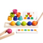 Montessori Bead Matching Toy with Tongs