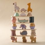 Montessori wooden shape stacking toys suitable for young children
