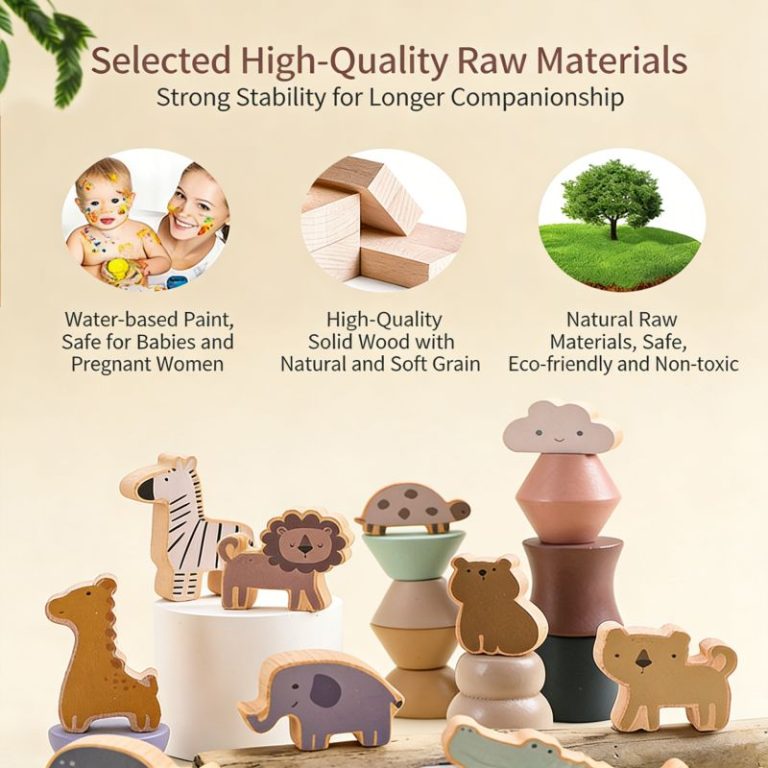 Montessori wooden shape stacking toys suitable for young children