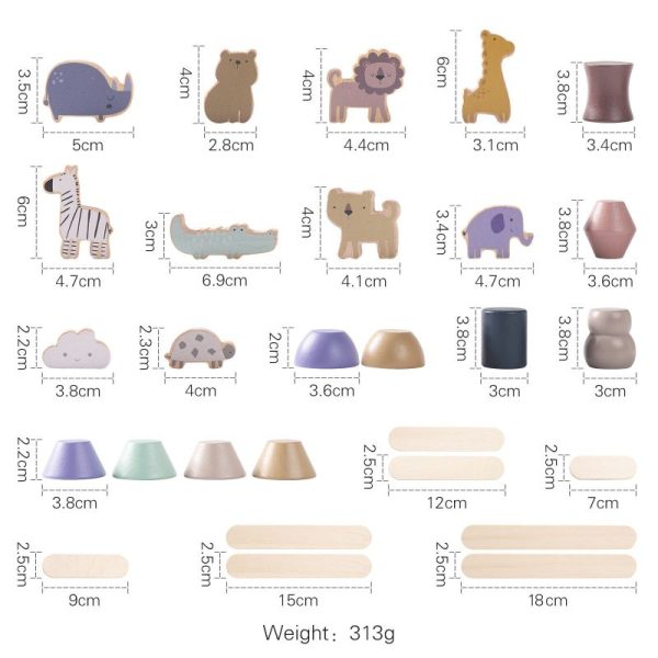 animal Montessori wooden shape stacking toys suitable for young children