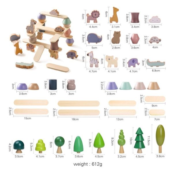 forest Montessori wooden shape stacking toys suitable for young children