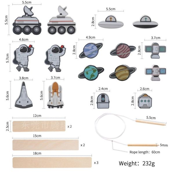 outer-space Montessori wooden shape stacking toys suitable for young children