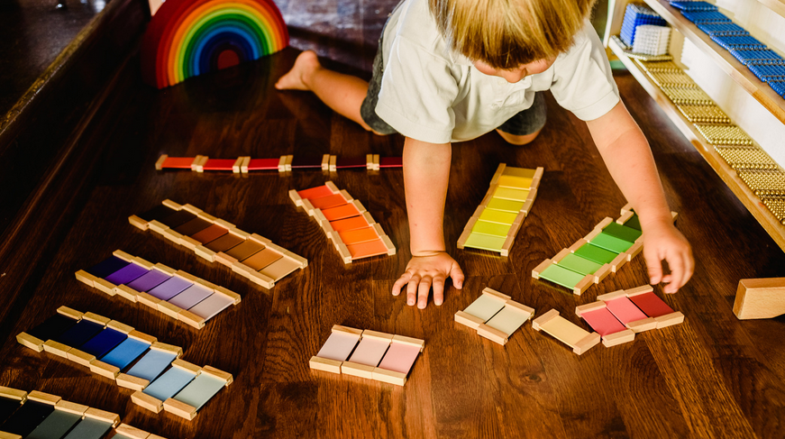 Montessori toys aid early cognitive development: colors, sequencing, and logic.