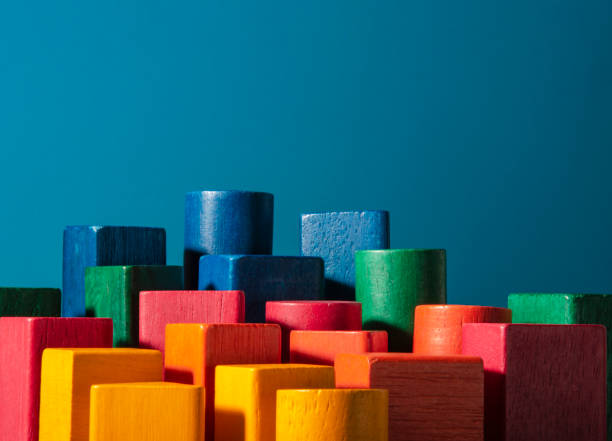 Vibrant wooden blocks for Montessori toys, encouraging creative building and early development.